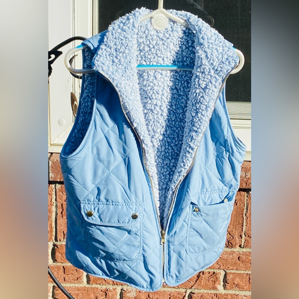 💙SkyBlueVest🦋Sz-(M) LoveTree Reversible Vest w/4 Pockets Both Sides-Runs Small⚠️